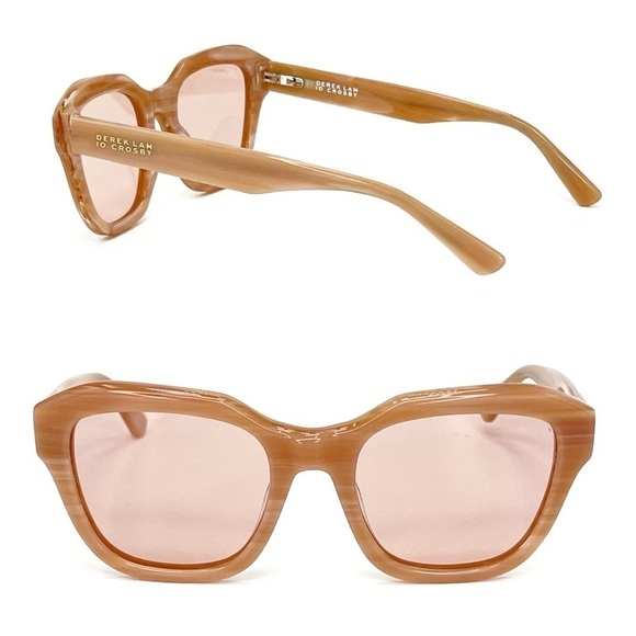 New Derek Lam 10 Crosby Sunglasses Square Lens Coral Frame Chunky Sunnies